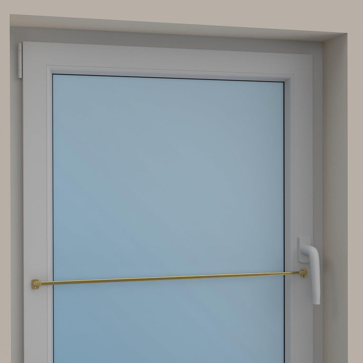 Interdeco Vitragestangen mit Klebehaken/Scheibenstangen Messing farbig (4 Stück), ausziehbar 80-140