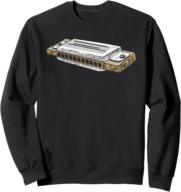 Vintage Harmonica Simple Retro Minimalist Music Sweatshirt