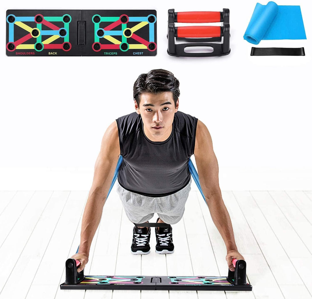 TOMSHOO Push Up Board mit liegestützgriffe, Faltbare Liegestütze mit Handgriff, Fitness Board Home T