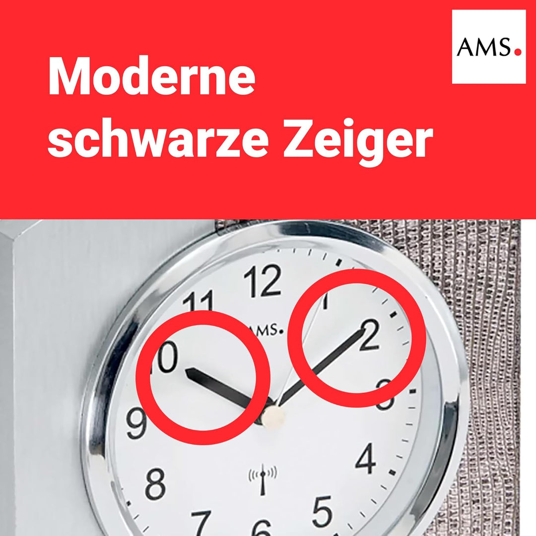 AMS Moderne Tischuhr mit Funkwerk, Batterie betrieben - Modern Style Collatina- 5144