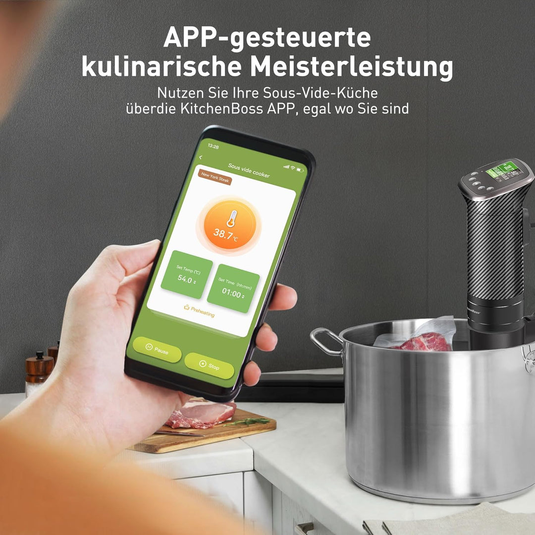KitchenBoss Sous Vide Stick Garer：WiFi Präzisionskocher App-Steuerung Sous Vide Stab 1100W Zirkulati