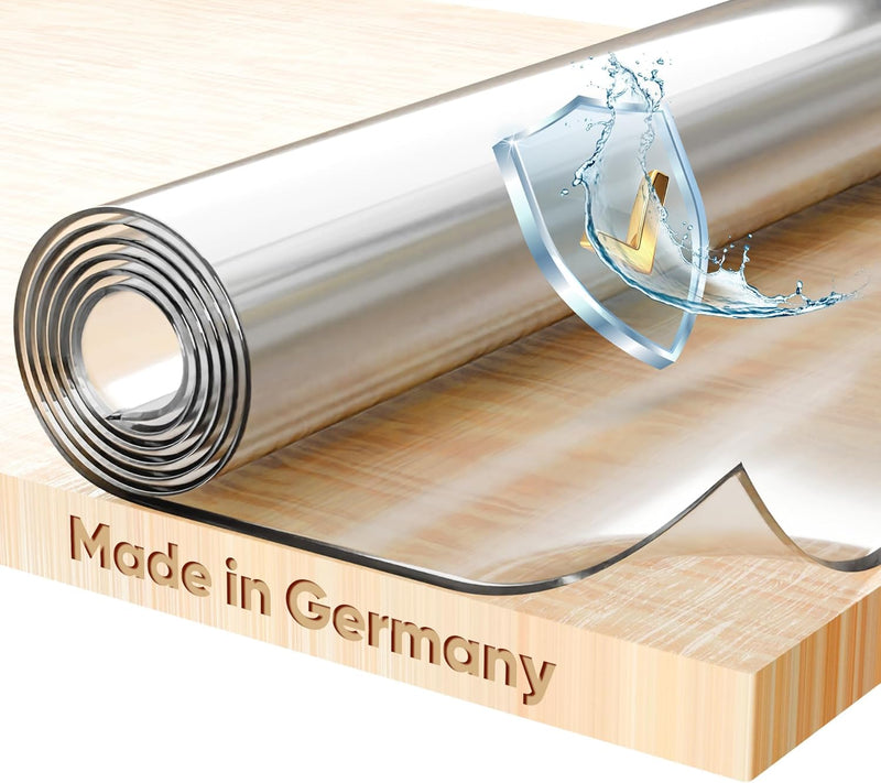BEAUTEX Glasklar Folie 2 mm + abgeschrägte Kante, transparente Tischdecke Tischschutz, Made in Germa