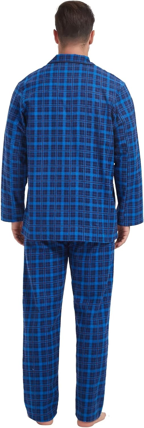 Amaxer 100% Baumwolle Herren Flanell Pyjamas Set Herren Pyjamas Home Fashion Pyjamas Langarm Hosen S