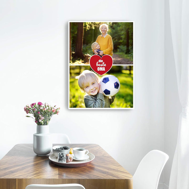wandmotiv24 Leinwandbild 260 g/m ² - Foto-Collage mit 2 Fotos - Fotogeschenk - Geschenk für die Gros