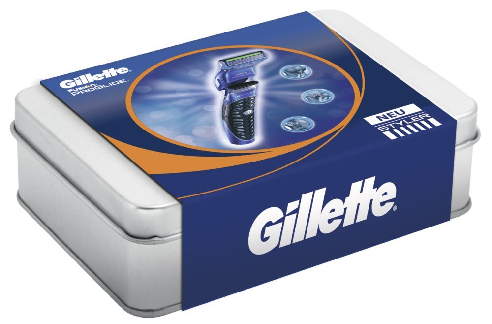 Gillette Fusion ProGlide Styler Geschenkset (Rasierer, Transparentes Rasiergel), 1er Pack (1 x 1 Set
