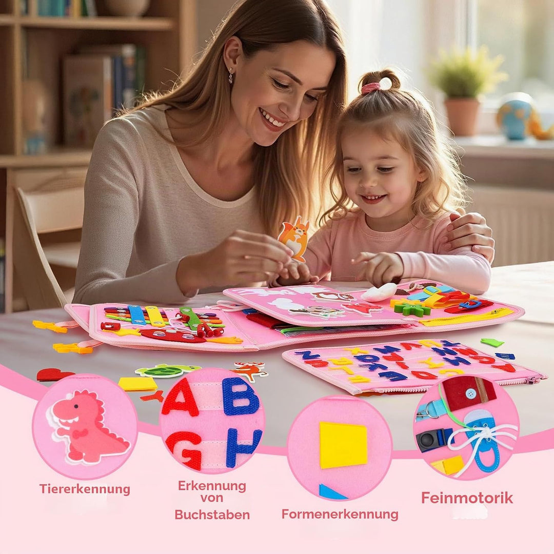 Funsland Busy Board Montessori Spielzeug, Kleinkind Quiet Book Activity Board Auto Flugzeug Reisespi