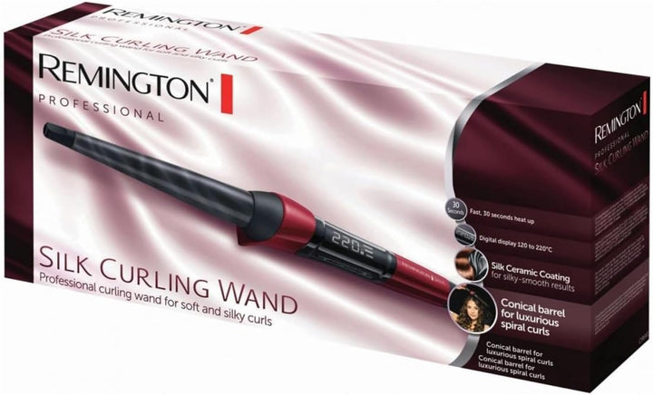 Remington Lockenstab [kegelförmig 13-25mm] Silk Digital (hochwertige Keramikbeschichtung mit Seidenp