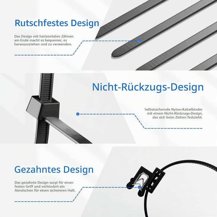 Kabelbinder mit Clip Kabelbinderhalter - 20X PV Kabelbinder UV Beständig mit Clip, Kabelbinder mit R