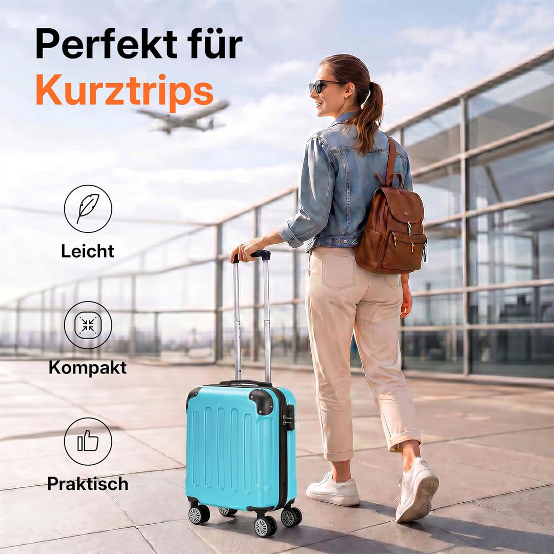 BEIBYE Handgepäck Koffer 45x36x20 cm – Untersitzkoffer für EasyJet, kleines Kabinengepäck aus ABS, G