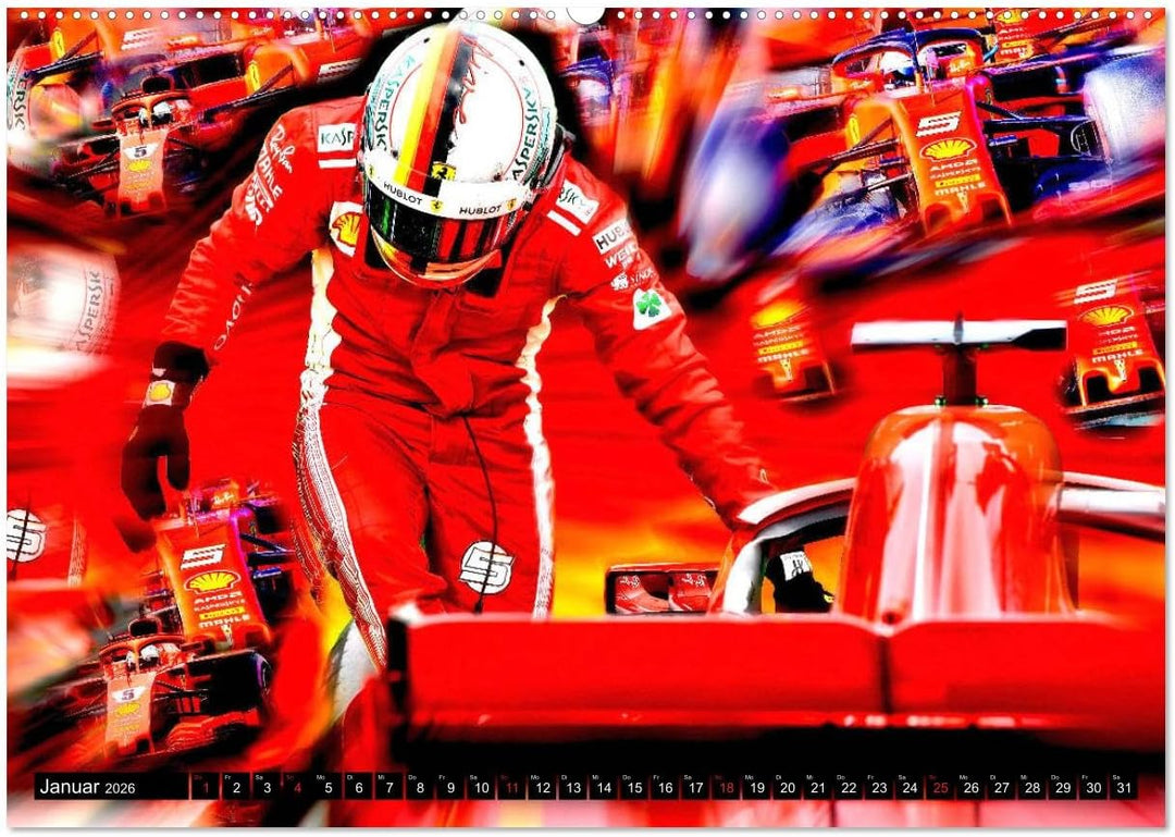 Deutsche in der Formel 1 (Wandkalender 2026 DIN A2 quer), CALVENDO Monatskalender: Vollgas in schwar