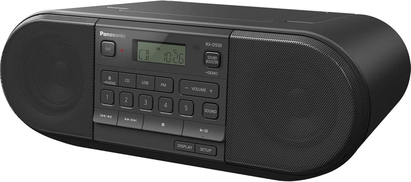 Panasonic RX-D550E-K CD Boom Box (Radio UKW, CD Player, USB, Bluetooth, Netz- und Batteriebetrieb) s