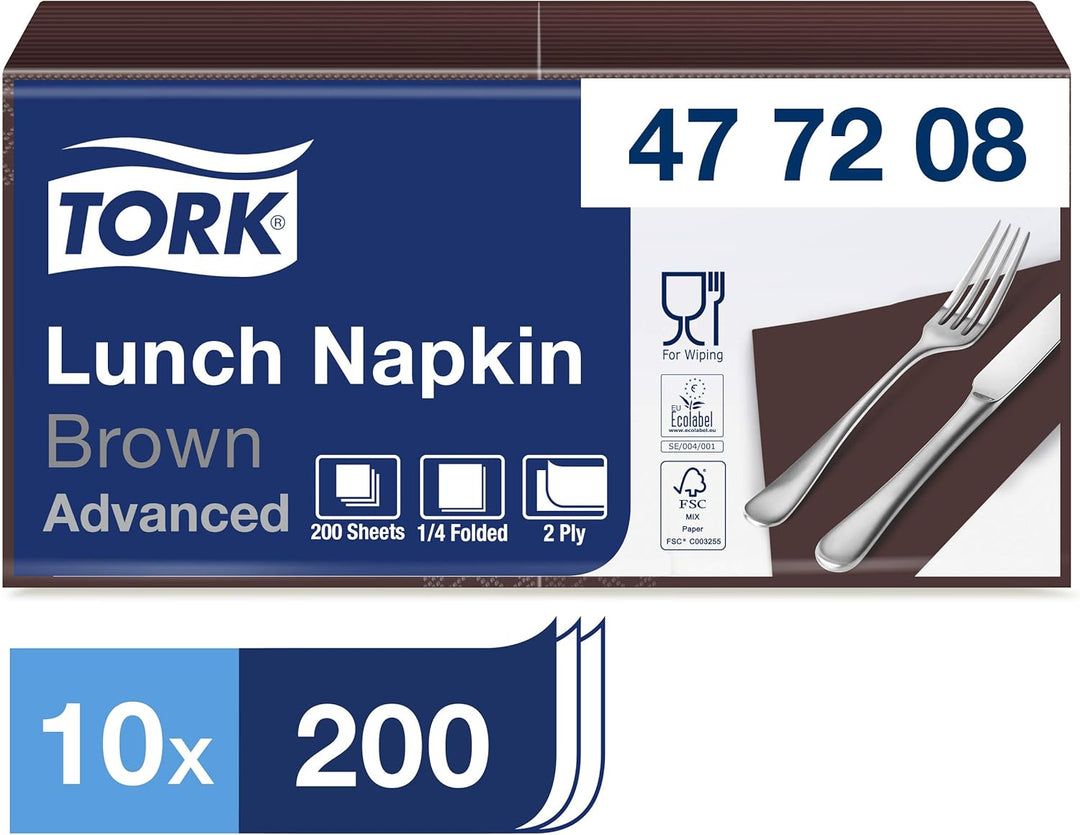 Tork 477208 Lunchservietten Braun / 2-lagige Servietten für kleine Gerichte &amp; Snacks / Advanced Qual