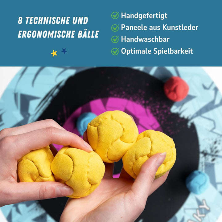 GABAKY Originelles Boccia-Spiel, Mix aus Puck und Curling, Ziel mit 8 weichen Kugeln, für jedes Terr