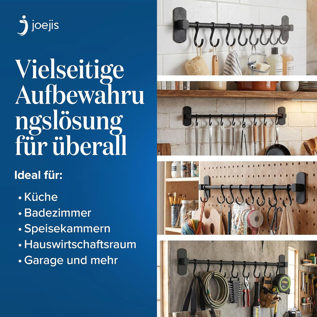 joeji's Kitchen Hakenleiste Küche - Küchenstange - Starker Selbstklebend 3M Ohne Bohren - Küchenleis