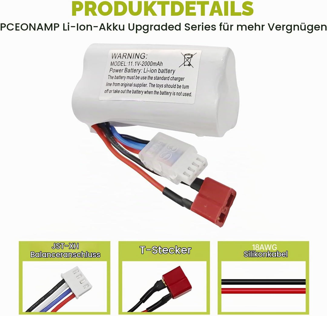 ZYGY 2PCS 11.1V 2000mAh T Plug Lithium Batterie für 210E 200E R608 2104 Brushless High Speed Wasse