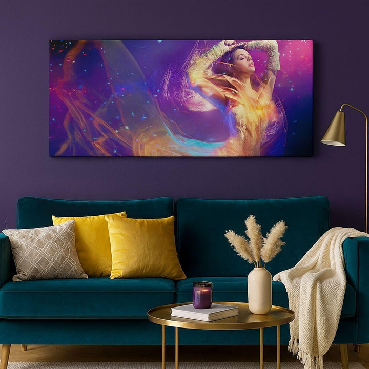 Wandbilder Dekoration Wohnzimmer Schönheit Disco Mode Make-up Panorama Bilder auf Leinwand 120x50cm