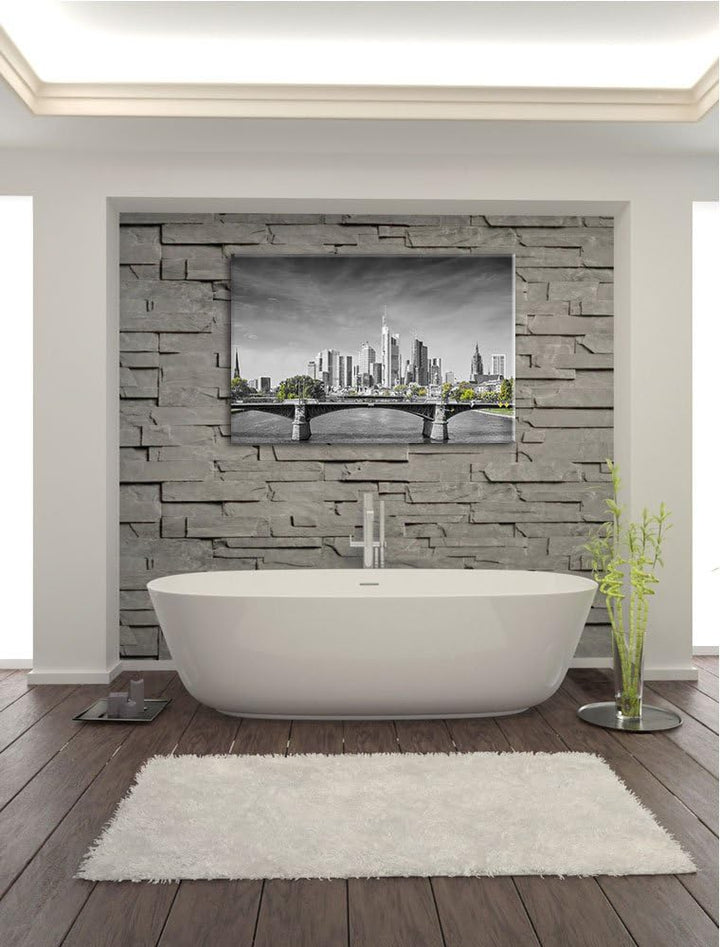 schöne Skyline von Frankfurt am Main schwarz/weiss Format: 100x70 auf Leinwand, XXL riesige Bilder f
