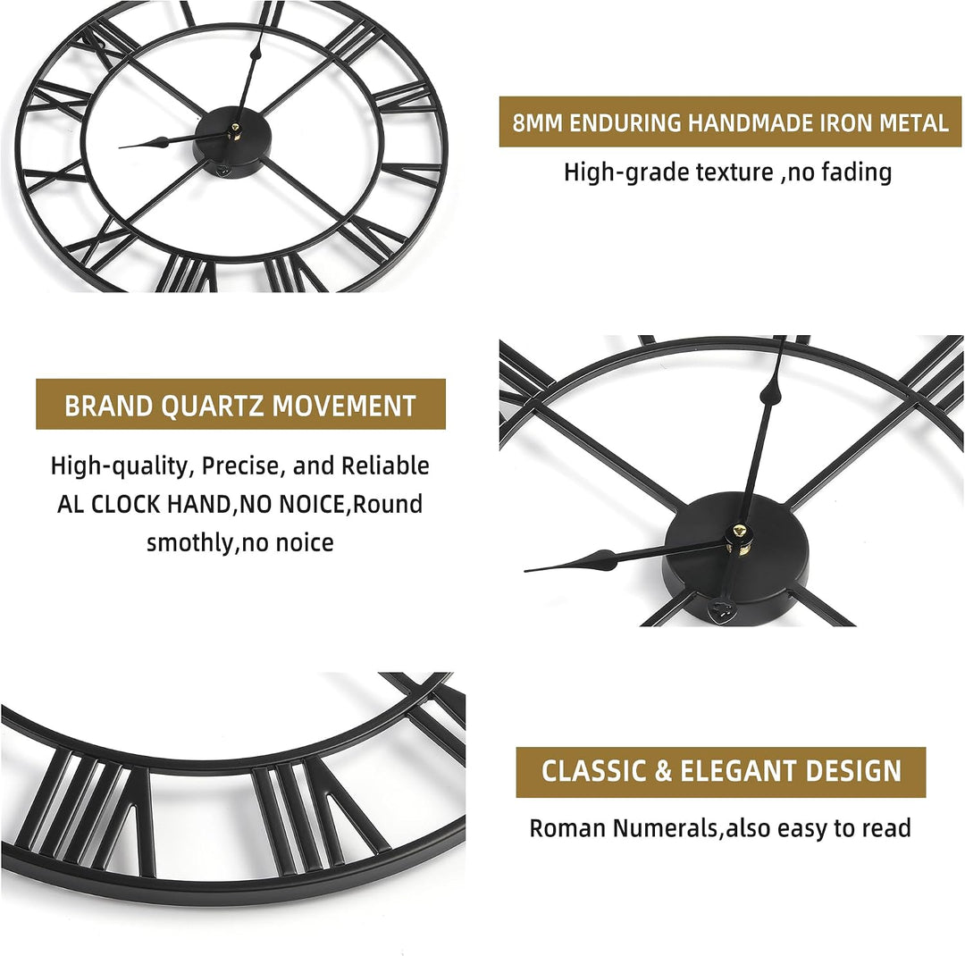 Mee 2ou Wanduhr Modern Nahezu Lautlos Ohne Tickgeräusche -40cm Durchmesser Römische Ziffern Wanduhre