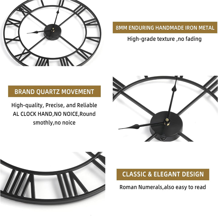 Mee 2ou Wanduhr Modern Nahezu Lautlos Ohne Tickgeräusche -40cm Durchmesser Römische Ziffern Wanduhre