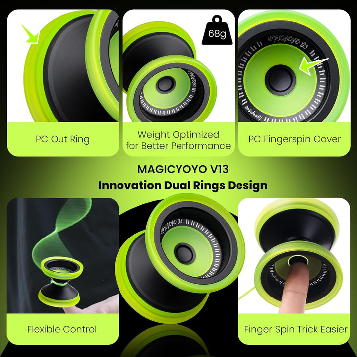 MAGICYOYO JoJo V13 Profi Finger Spin Yoyo, Metall + PC Hybrid Design, Dual-Modus für Responsive Yo Y
