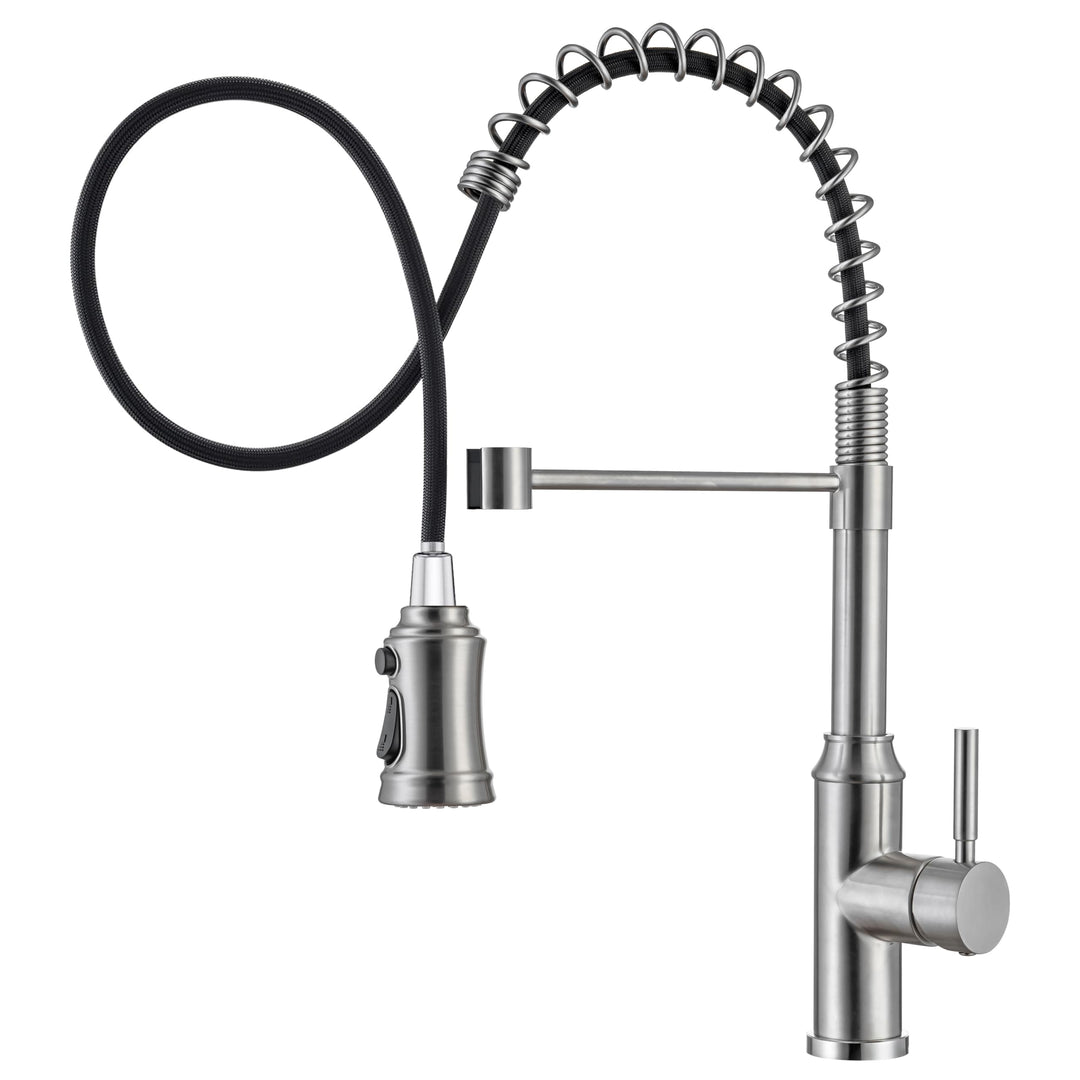 Wasserhahn Küche Ausziehbar, Hochdruck Küchenarmatur mit Brause und hohem Bogen, Mischbatterie Küche