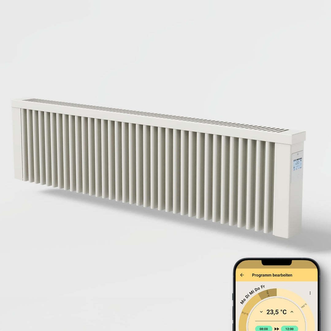 AeroFlow Elektroheizung mit Schamotte Speicherkern FlexiSmart Pro WLAN Fähig App Steuerung (SLIM 160
