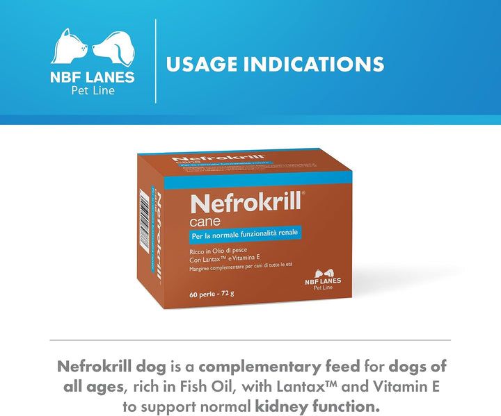 NBF Lanes | Nefrokrill Hund und Katze, 60 Appetable Perlen, Unterstützung der Nierenfunktion bei chr