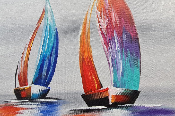 Monica Mirafiori I 100% HANDGEMALT I Gemälde Unter Segel 100x50cm | Gemälde Handgemalt | Acrylgemäld