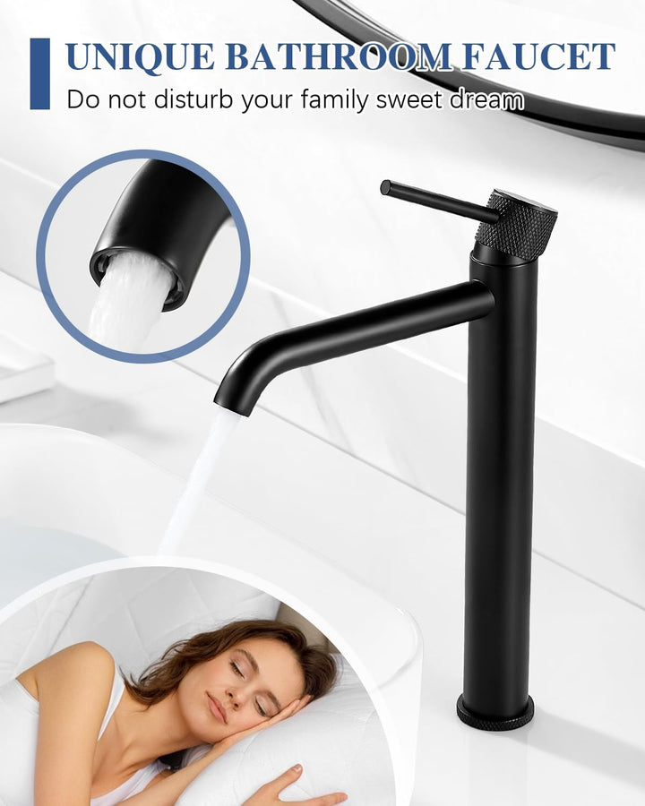 Wasserhahn Bad Schwarz Waschtischarmatur Hoch, Waschbecken Armatur Badezimmer, Einhebelmischer Misch