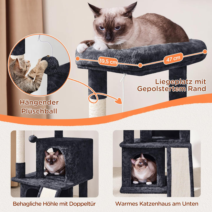 Yaheetech 91 cm Kratzbaum stabil Katzenbaum mit grosser Plattform schwarz | FSC-zertifizierte Spanpl