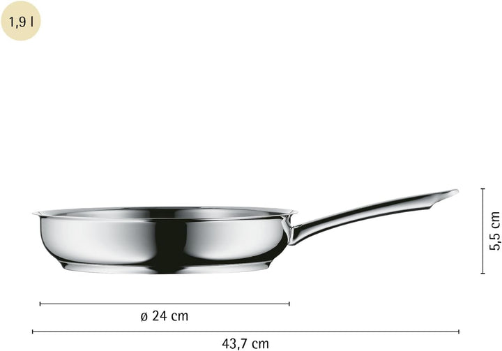 WMF Profi Bratpfanne 24 cm Induktion, Edelstahl Pfanne unbeschichtet, Cromargan Edelstahl, backofenf