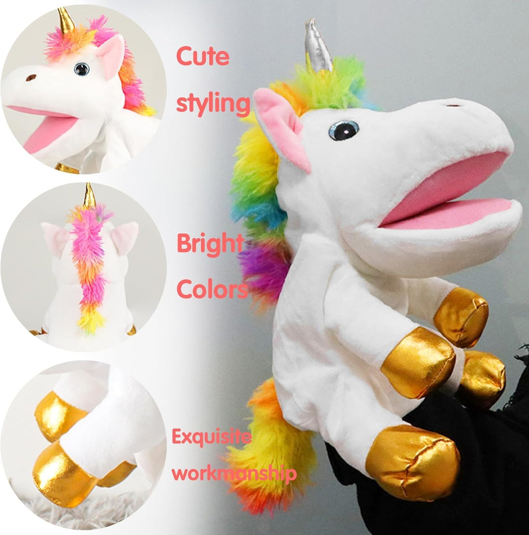 Einhorn Kuscheltiere Handpuppen Interaktives Spielzeug für Mädchen Handpuppe Tier Plüschtier für Ges