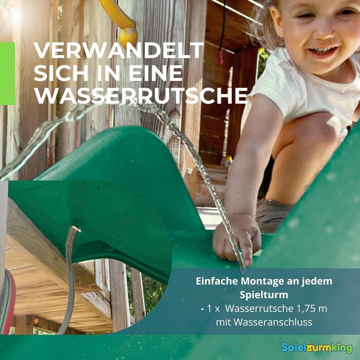 Spielturmking Kinderrutsche Wave 1,75 m Wasserrutsche Spielturm Wellenrutsche Gartenrutsche Anbaurut