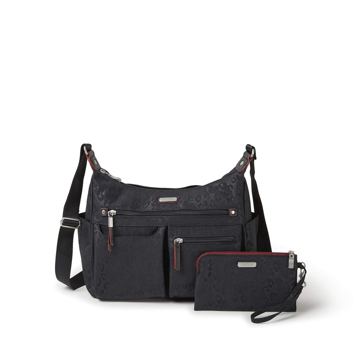 Baggallini Damen Anywhere Large Überall Hobo Einheitsgrösse Schwarz (Black Cheetah), Einheitsgrösse