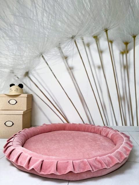 Rosa Babynest aus Velvet mit abnehmbarem Baumwollbezug 105 cm Ideal für Neugeborene Waschbarer Bezug