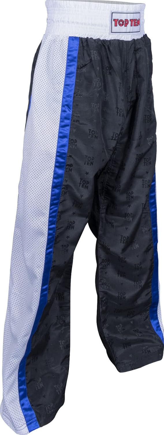 TOP TEN Kickboxhose „Mesh“ Schwarz - Weiss Einheitsgrösse, Schwarz - Weiss Einheitsgrösse