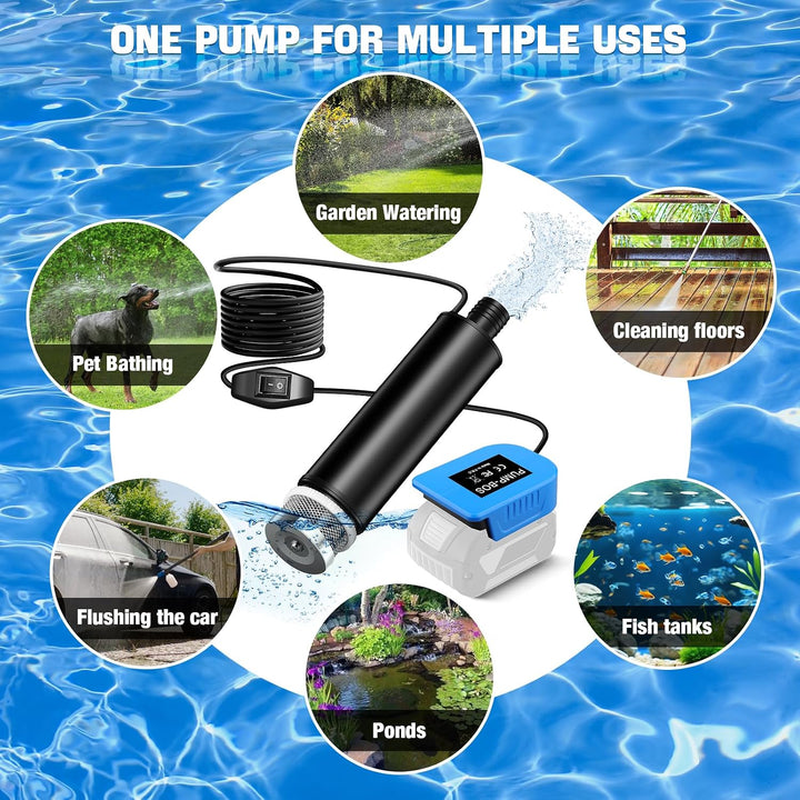 Tragbare Wasserpumpe Sumpfpumpe für Bosch Professional 18V System GBA Akku, 120W, 12V Regenfass Wass