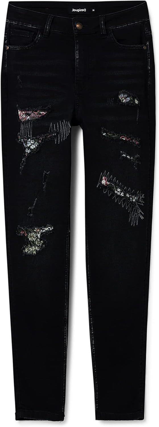 Desigual Damen Jeans 34 Schwarz, 34 Schwarz
