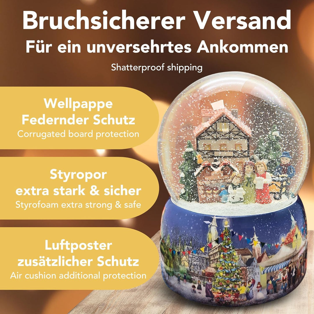 Schneekugel Weihnachten Spieluhr | Mega Schneekugel Kinder Bauen Schneemann | Sockel Winterlandschaf
