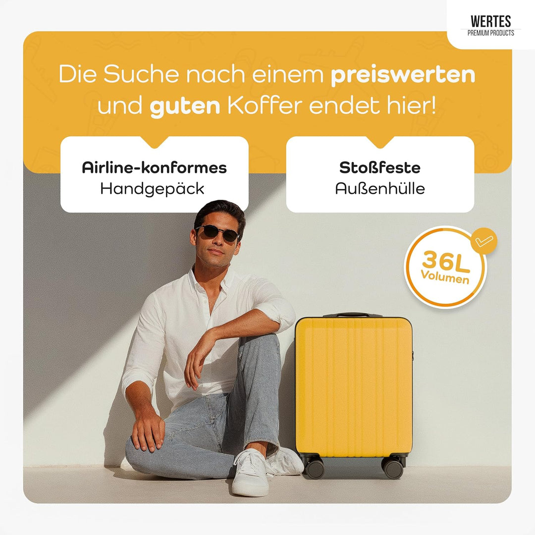 Handgepäck Koffer 55x40x20cm - 36L - TSA Schloss - Kabinenkoffer mit Dopperollen, Reisekoffer, Handg