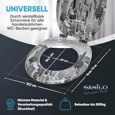 Sanilo WC Sitz mit Absenkautomatik, viele schöne schwarze Toilettendeckel zur Auswahl, hochwertige u