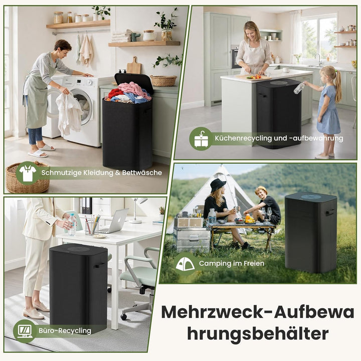 110L Gross Pfandflaschen Sammelbehälter mit Deckel & Tragetaschen,pfandflaschen behälter,Leergut sam