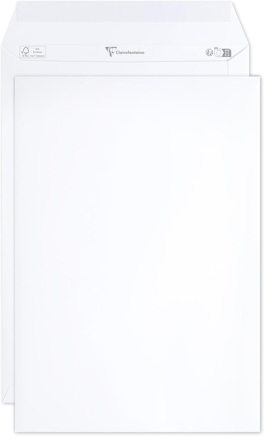 Clairefontaine 8250C - Karton mit 250 Versandtaschen weiss C4-229x324 mm, selbstklebend, 120g, 1 Kar