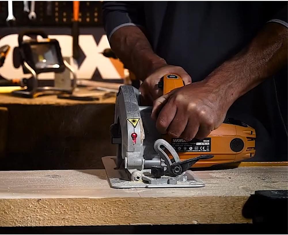 WORX WX445 Handkreissäge 1600W - mit präziser Schneidleistung, Laserführungssystem, einstellbarem Sc