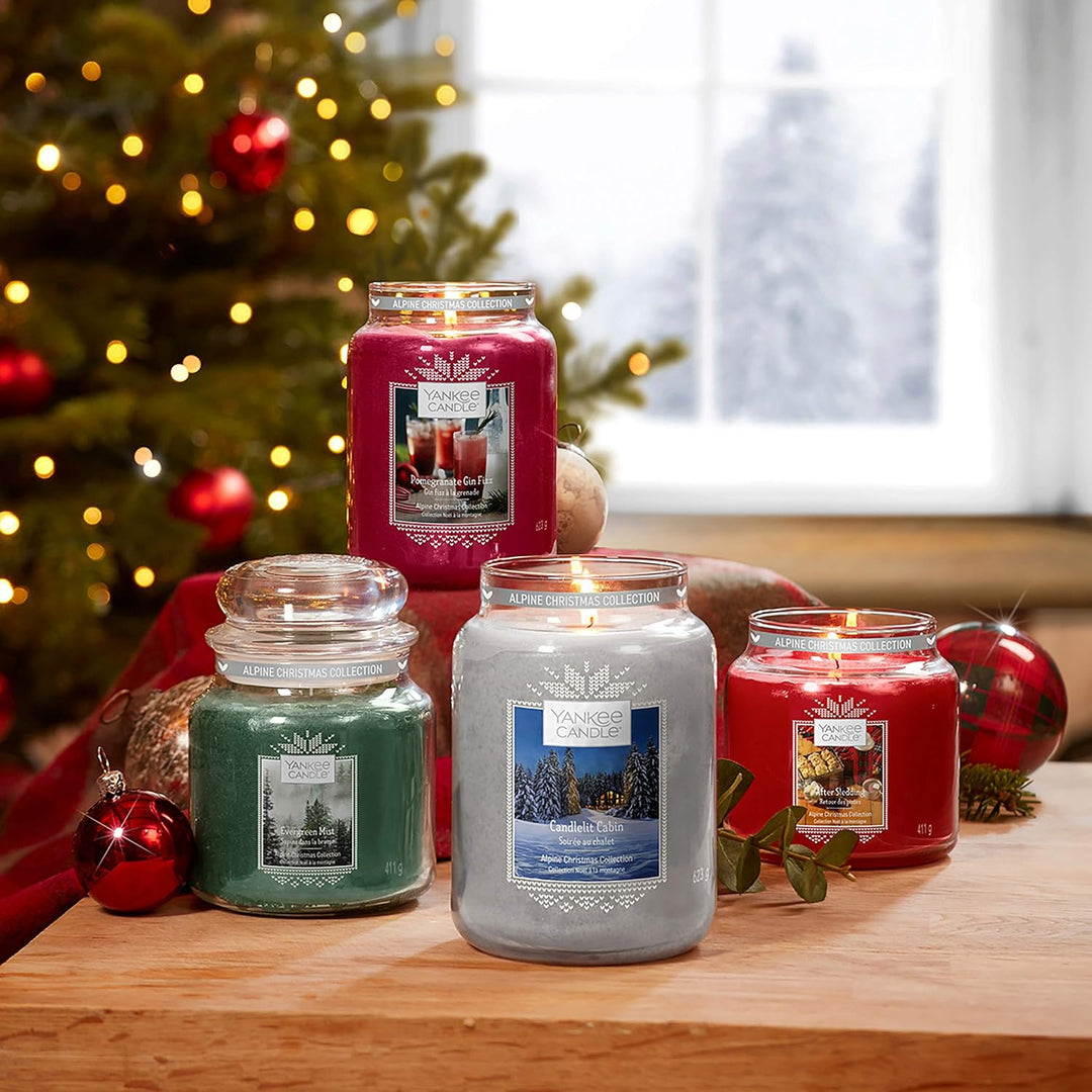 Yankee Candle Duftkerze im Glas (Grosse Kerze im Glas), Candlelit Cabin, Alpine Christmas Collection