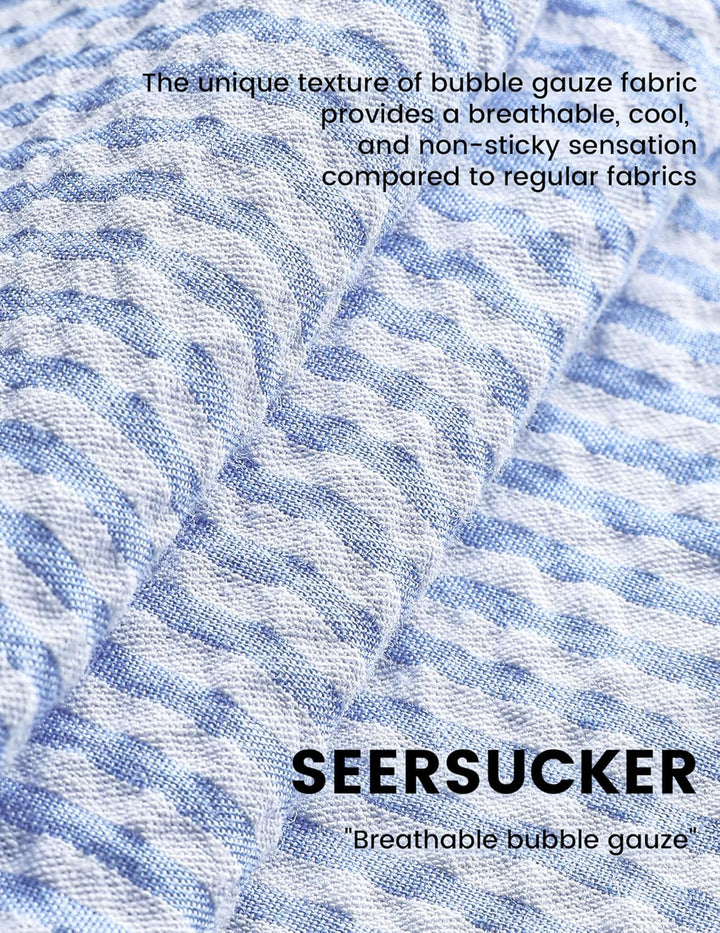 VATPAVE Herren Gestreifte Sommerhemd Casual Button Down Kurzarm Strand HawaiiHemd S Hellblau, S Hell