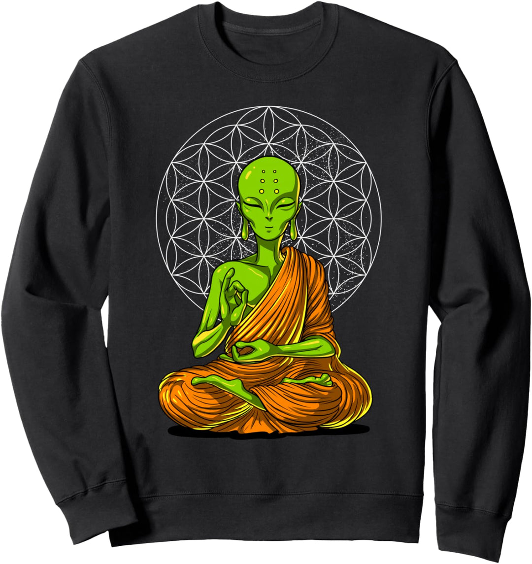 Ausserirdische Alien Buddha Zen Yoga Meditation Spirituell Sweatshirt