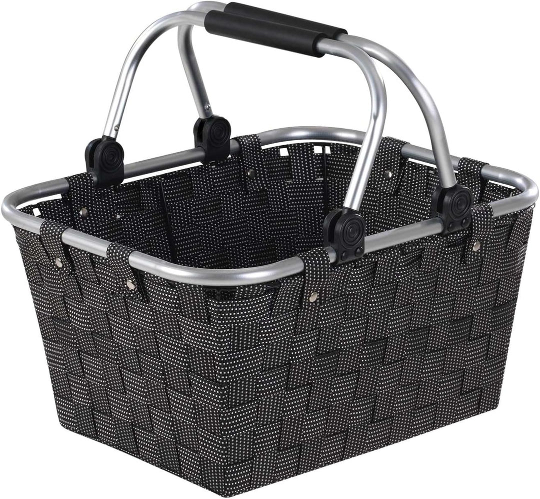Home4You Einkaufskörbe 2er Set mit Griffen - 40 x 19,5 x 30 cm - Schwarz - Kunststoff - Einkaufstasc
