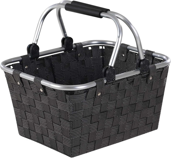 Home4You Einkaufskörbe 2er Set mit Griffen - 40 x 19,5 x 30 cm - Schwarz - Kunststoff - Einkaufstasc