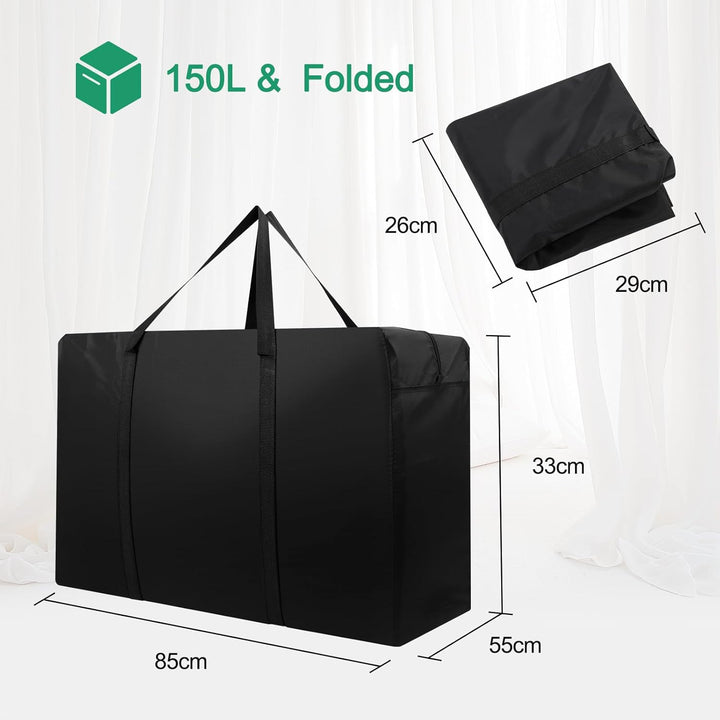 Cozary 150L Aufbewahrungstasche Gross, 600D Oxford Heavy-Duty Umzugstaschen mit Handgriff, Wasserdic